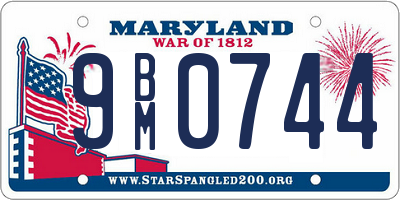 MD license plate 9BM0744