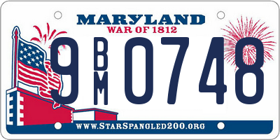 MD license plate 9BM0748