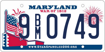 MD license plate 9BM0749