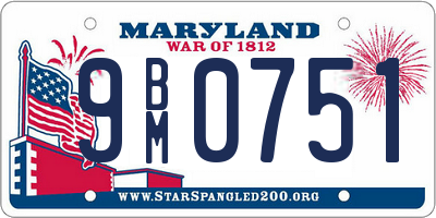 MD license plate 9BM0751
