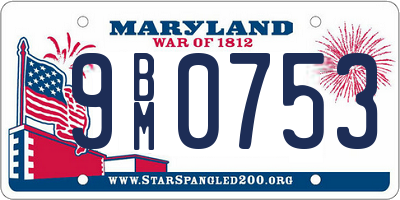 MD license plate 9BM0753