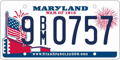 MD license plate 9BM0757