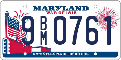 MD license plate 9BM0761