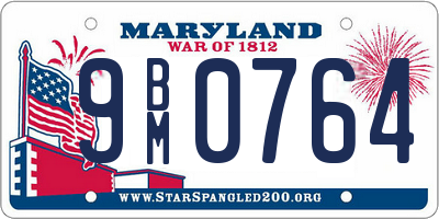 MD license plate 9BM0764