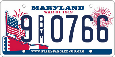 MD license plate 9BM0766