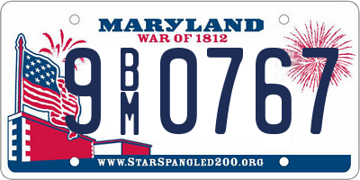 MD license plate 9BM0767