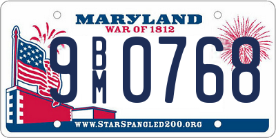 MD license plate 9BM0768