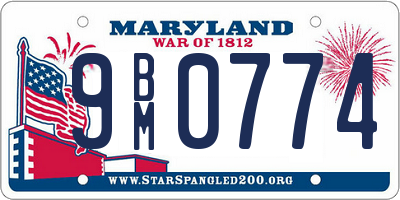 MD license plate 9BM0774