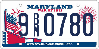 MD license plate 9BM0780