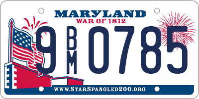 MD license plate 9BM0785