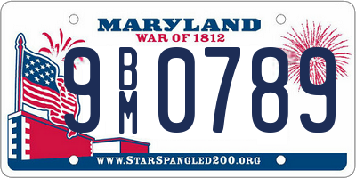 MD license plate 9BM0789