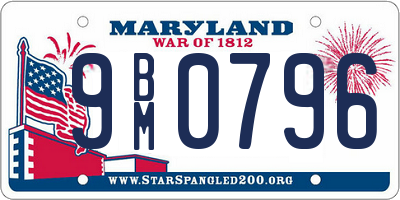 MD license plate 9BM0796