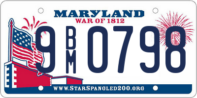 MD license plate 9BM0798