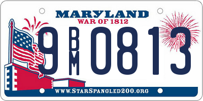 MD license plate 9BM0813