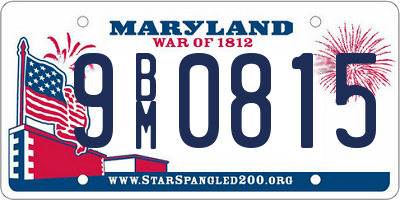 MD license plate 9BM0815