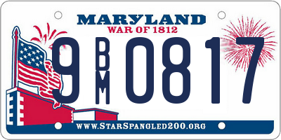MD license plate 9BM0817