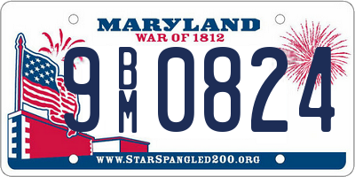 MD license plate 9BM0824