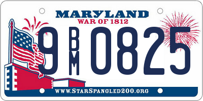 MD license plate 9BM0825
