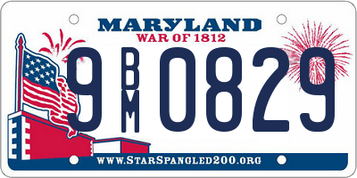 MD license plate 9BM0829