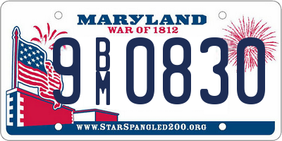 MD license plate 9BM0830