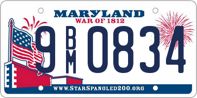 MD license plate 9BM0834