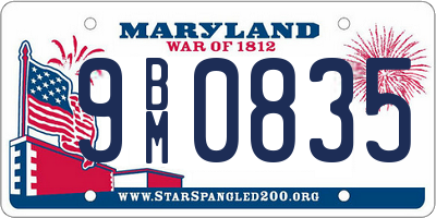 MD license plate 9BM0835