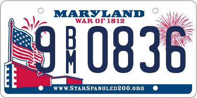 MD license plate 9BM0836