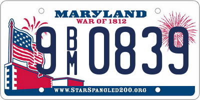 MD license plate 9BM0839