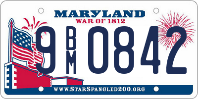 MD license plate 9BM0842