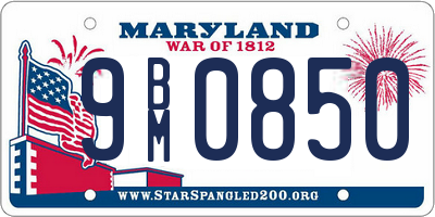 MD license plate 9BM0850