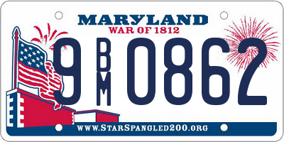 MD license plate 9BM0862