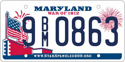 MD license plate 9BM0863