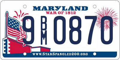 MD license plate 9BM0870