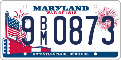 MD license plate 9BM0873