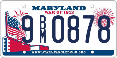 MD license plate 9BM0878