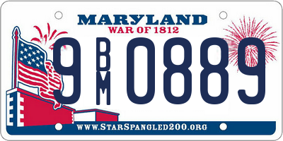 MD license plate 9BM0889