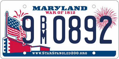 MD license plate 9BM0892
