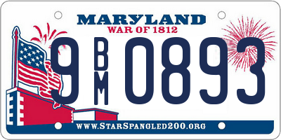 MD license plate 9BM0893