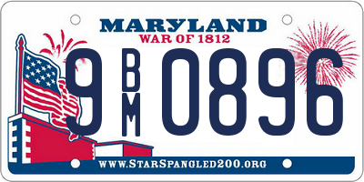 MD license plate 9BM0896