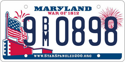 MD license plate 9BM0898