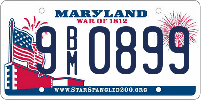 MD license plate 9BM0899