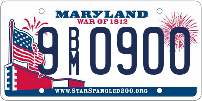 MD license plate 9BM0900
