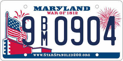 MD license plate 9BM0904