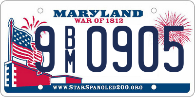 MD license plate 9BM0905