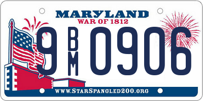MD license plate 9BM0906