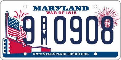 MD license plate 9BM0908
