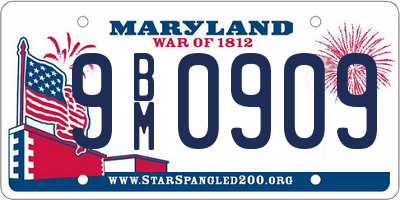 MD license plate 9BM0909