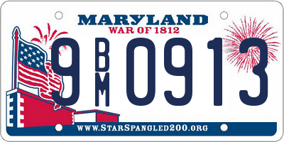 MD license plate 9BM0913