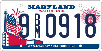 MD license plate 9BM0918