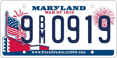 MD license plate 9BM0919